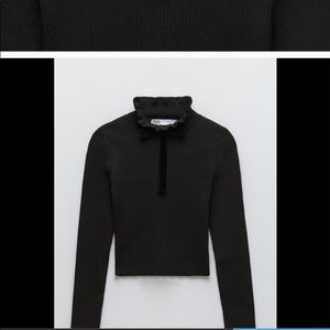 ZARA VELVET BOW KNIT SWEATER